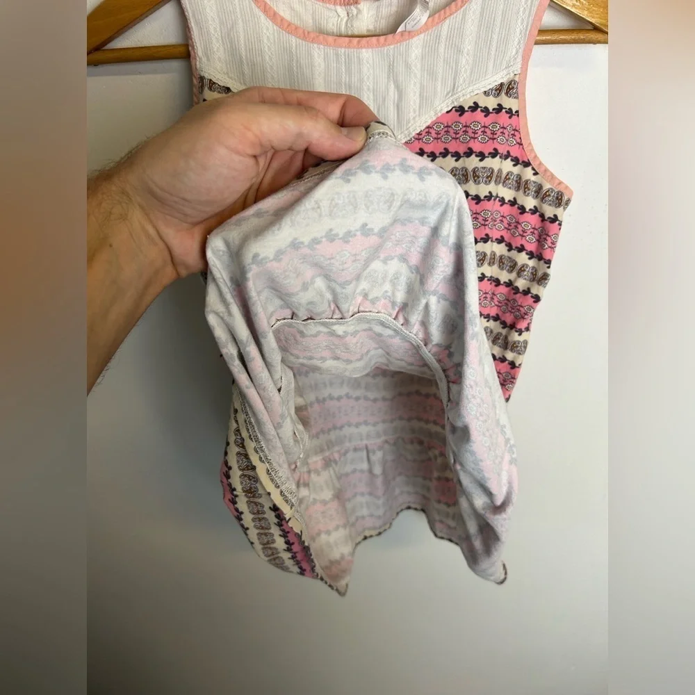 Matilda Jane Pink Brown Patterned Sleeveles tunic Top Youth Girls Size 14 Barbie